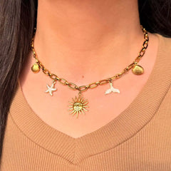 Seestern-Meerjungfrauen-Halskette für Damen, Sommer, Boho-Stil, Anhänger aus Legierung, Schlüsselbeinkette, Strandschmuck, Geschenk für sie, Retro-Urlaubsaccessoires