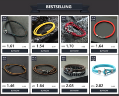 צמיד מחרוזת ימי לגברים דו שכבתי הזזה מתכוונן צמיד לווייתן חוף גולש צמיד ימי אביזרי פנאי חופשה