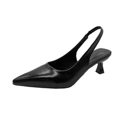 Fashion Female Shoes 2025 New Women's Pumps Solid Color Simple Mid Heel Shoes Sexy Pointed Toe Slingback Elegant Dress Shoes