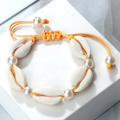 צמידי קרסול צדף לנשים קיץ צמיד יחף חוף אוקיינוס צבעוני קשר מתכוונן בוהמי אביזרי תכשיטי מתנות