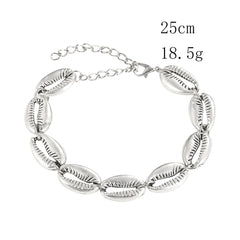 בוהמי סגסוגת ים צדף חרוזים צמיד לנשים מתכוונן חבל צמיד אוקיינוס צמיד הצהרת קיץ חוף תכשיטי מתנות