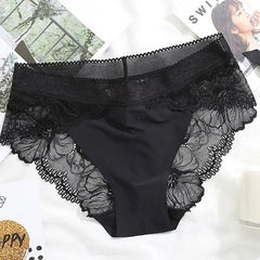 Plus Size Women's Underpants Female Panties Comfort Intimates Lace Underwear Briefs Ice Silk Hollow Out sexy Lingerie