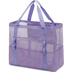 Wasserdichte und sandabweisende Strandtasche aus Netzgewebe – Große Badetasche für Damen, ideal für den Urlaub und als Strandaccessoires