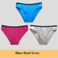 תחתוני נשים תחתוני כותנה מותן נמוכים מוצקים חמודים קשת רכים לנשימה 3 יח'\חבילה