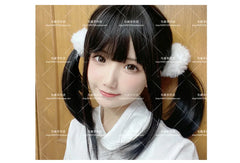 Anime-Accessoires, weißer Pelzhaarring, japanischer Lolita-Stil, doppelter Pferdeschwanz, Haarschmuck, Haarband, Kawaii-Accessoires