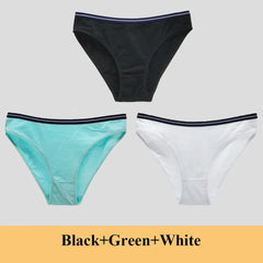 תחתוני נשים תחתוני כותנה מותן נמוכים מוצקים חמודים קשת רכים לנשימה 3 יח'\חבילה