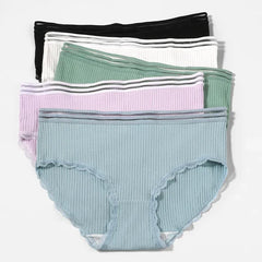 5pcs Women's underwear, solid color, all-cotton, comfortable summer, thin and breathable underpants, girls' shorts