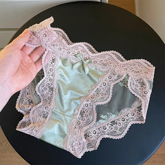 נשים סקסיות תחרה תחתונים תחתוני סאטן רשת מותן נמוך תחתונים חלולים חוטיני