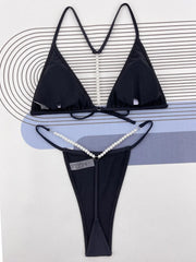 Sexy Pearl Bikinis Extreme Mini Micro String Bikini Female Swimsuit Women Thong Swimwear Two-pieces Bikini Set Bathing Suit Swim