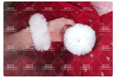 Anime-Accessoires, weißer Pelzhaarring, japanischer Lolita-Stil, doppelter Pferdeschwanz, Haarschmuck, Haarband, Kawaii-Accessoires