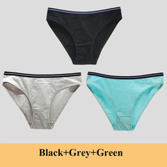 תחתוני נשים תחתוני כותנה מותן נמוכים מוצקים חמודים קשת רכים לנשימה 3 יח'\חבילה