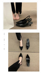 Fashion Female Shoes 2025 New Women's Pumps Solid Color Simple Mid Heel Shoes Sexy Pointed Toe Slingback Elegant Dress Shoes