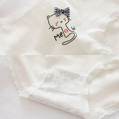 תחתוני נשים חדשות הדפסת חתול ילדה תחתוני אביב קיץ אופנה נוחות תחתוני אמצע מותניים חלקה תחתונים נשיים הלבשה תחתונה