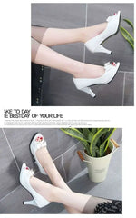 2024 Female Stiletto High Heel Shoes Woman Pumps Sexy Open Toe Fish Mouth Shoes Woman Bowknot Party Sandals Ladies Summer Shoes