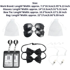 Agenten-Accessoires-Set: Krawatte, Ohrstöpsel, Arbeitsbrille, Hut, Geheimdienst-Kostüm für Teenager und Erwachsene, Cosplay, Spiele, Partys