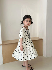 Trendy Children's Summer Clothing Boy's Casual Polka Dot T-shirt Set Girl's Sweet Dress Sibling Outfits Kid's Tee & Shorts Suit