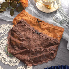 Women's underwear Women's ice silk full pure cotton antibacterial breathable low waist Japanese little girls lace summer ultra t