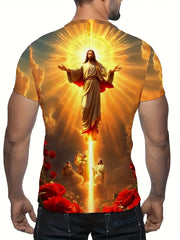 Men'S Religious Pattern Print T-Shirts,Short-Sleeve Round Neck T-Shirts,Men'S Summer Outdoor Clothing.