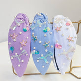 Women Girls Holiday Sea Beach Starfish Pearl Knot Hairband Headband Hair Accessories Hair Jewley