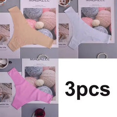 3er-Pack Damen-Slips aus Eisseide, niedrig geschnitten, V-förmiger Bund, Baumwollzwickel, atmungsaktiv, schnelltrocknend, Sportunterwäsche