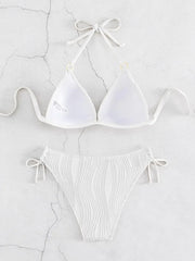 Sexy Bikini 2025 Women White Black Lace Up Backless Padded Micro Swimsuit Push Up Beach Bathing Suit Tie Side Thong Swimwear