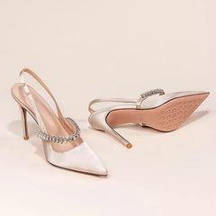 Velvet Suede Diamond High Heels Shoes For Women Brand Nude Pink Closed Pointed Toe Sandals Luxury High-end 7/9cm High Heel Shoes