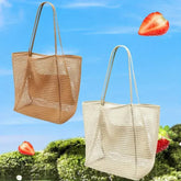Women Swimming Beach Mesh Bag Ladies Shoulder Bag Large-capacity Travel Portable Storage Bag Multifunction Handbag for Swimwear