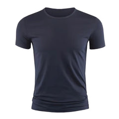 New Men's Short Sleeve T-Shirt Basic Plain Casual Gym Muscle Crew Neck T-Shirts Slim Fit Tops Tee Summer Man Clothing