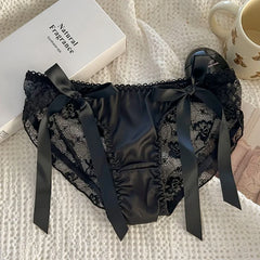 Sexy Damen-Spitzenhöschen, Unterwäsche aus Satin-Mesh, tief sitzende, hohle Slips, Tanga