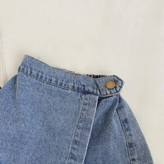 קוריאני אופנה חדשה קיץ ילדי בנות חצאית מכנסיים קצרים מוצק אלסטי מותניים כפתור רך ג'ינס קולוט ילדים רב-תכליתיים בגדים