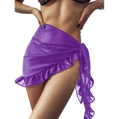 Beachwear Wraps Bikini Cover Ups Tassel Dress Bikini Summer Mesh Mini Ruffle Skirt for Women Candy Bathing Skirt Girls Swimsuit