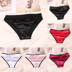 Women Underwear Luxury Comfortable Breathable Low Waist Lace Edge Soft Triangle Pants Silk Satin Underwear Knickers Briefs