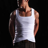 Ärmelloses Tanktop aus Baumwolle für Herren, einfarbig, Fitness-Unterhemd, Rundhalsausschnitt, Trainingsweste