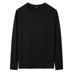 2025 אביב קיץ גברים O-צוואר חולצת טריקו ארוך שרוול חולצת טי זכר מוצק חולצת טי גבר בגדי גברים לנשימה חולצות טי