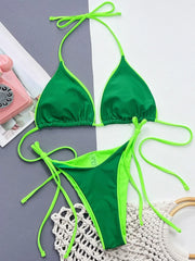 Zebra Print Halter micro Bikini 2025 women Bandeau String Swimsuit Female swimwear Neon Shiny bikini set Leopard Bathing Suit
