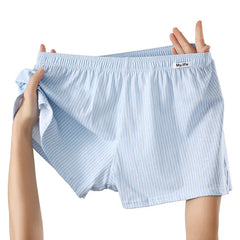 Men Casual Trunks Striped Cotton Comfy Loose Home Sleep Pajamas Nightwear Boxer Shorts Sports Summer Vacation Beach Board Shorts