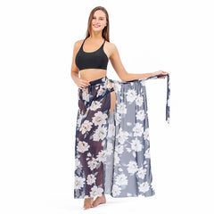 Women Long Print Sarongs Swimsuit Coverups Beach Bikini Wrap Sheer Long Skirt Chiffon Scarf Cover Ups for Swimwear