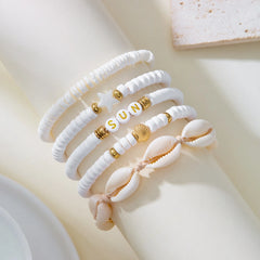 קיץ בוהמי כוכב ים צדף קונכייה צמידי לנשים גברים אופנה צבעוני חרוזים צמיד חוף תכשיטי חג מסיבת אביזרים