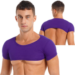 Herren Sport Fitness Top Atmungsaktives Stretch Mini Short Crop Top Party Club Tanz T-Shirt Casual Unifarben Bodybuilding Tops