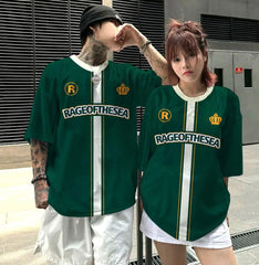 חולצות טי עם שרוולים קצרים ופסים אופנתיים לגברים ונשים, בסגנון ספורטיבי גדול במיוחד, לשני המינים, S-5XL, חולצות כדורסל