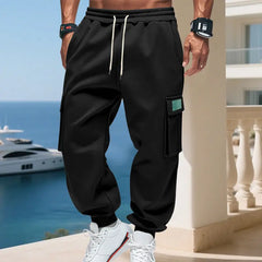 Men's Plush Thick Heavyweight American Workwear Sweatpants with Multiple Pockets Outdoor Jogging Pants Loose Casual Sports Pants