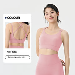 Spaghetti Strap One-piece Fixed Cup Sports Underwear Medium Strength Beauty Back Strap - kinko