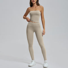 Spring And Summer High Waist Hip Lift Thin Yoga Pants Lightweight Breathable Nude Feel Chest Wrap Vest - kinko