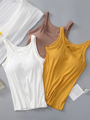 Round Neck Tank with Bra - kinko