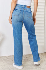Judy Blue Full Size High Waist Distressed Straight-Leg Jeans - kinko