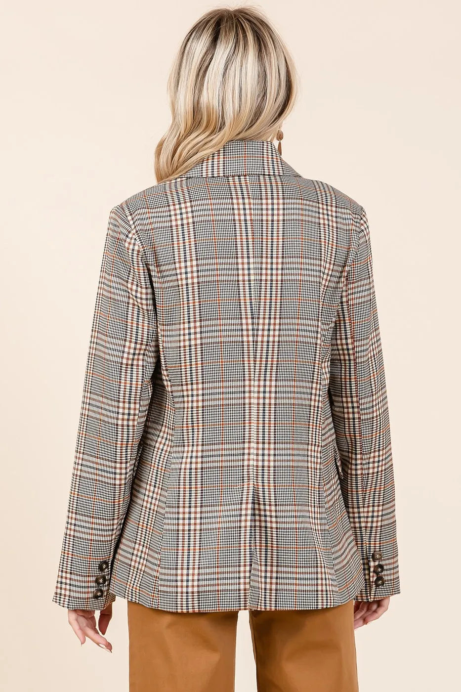 Mittoshop Plaid Double Breasted Relaxed Fit Blazer - kinko