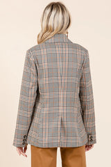 Mittoshop Plaid Double Breasted Relaxed Fit Blazer - kinko