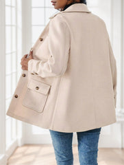 Casual Solid Color Multi-Pocket Jacket, Versatile For Autumn Winter - kinko