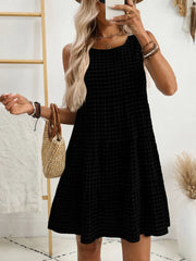 Plaid Round Neck Sleeveless Mini Dress - kinko