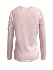 Full Size Cutout Round Neck Long Sleeve T-Shirt - kinko